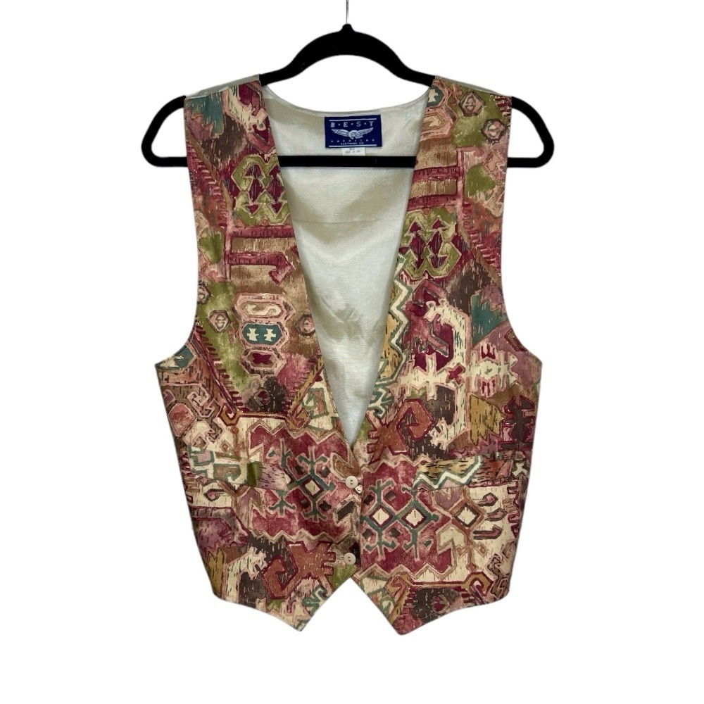 Vintage Best American Clothing Co. Abstract Pattern Vest 80’s/90’s Size Large